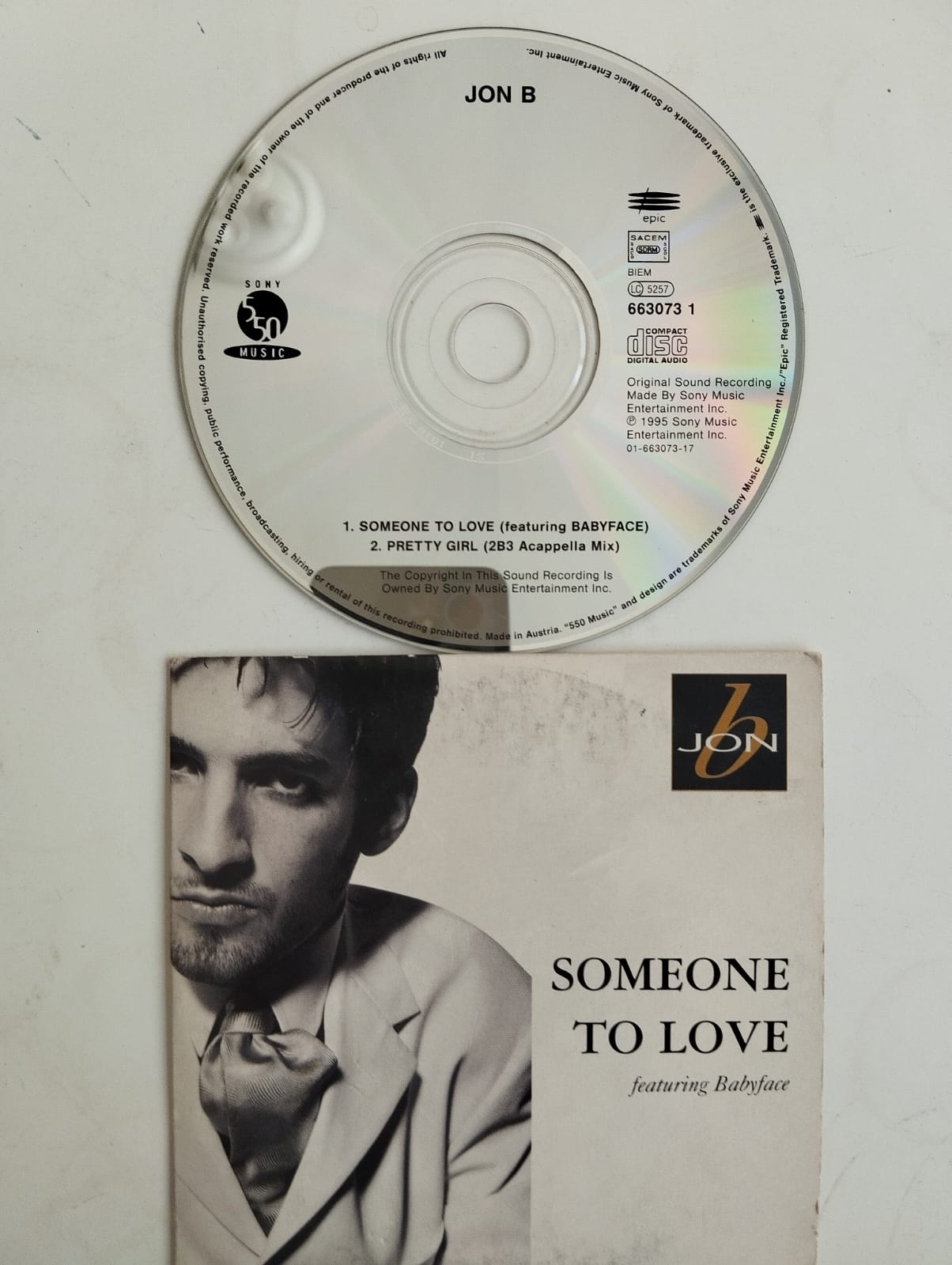 Jon B Featuring Babyface – Someone To Love - 1996 Avrupa Basım 2. El CD, Single