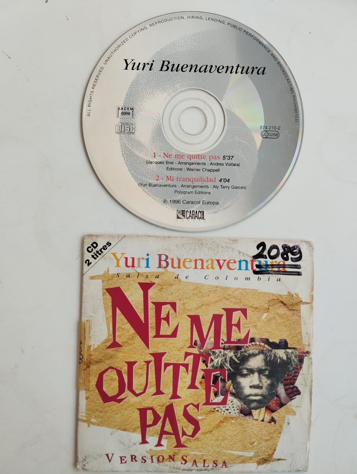 Yuri Buenaventura – Ne Me Quitte Pas (Version Salsa) - 1997 Avrupa Basım 2. El CD, Single