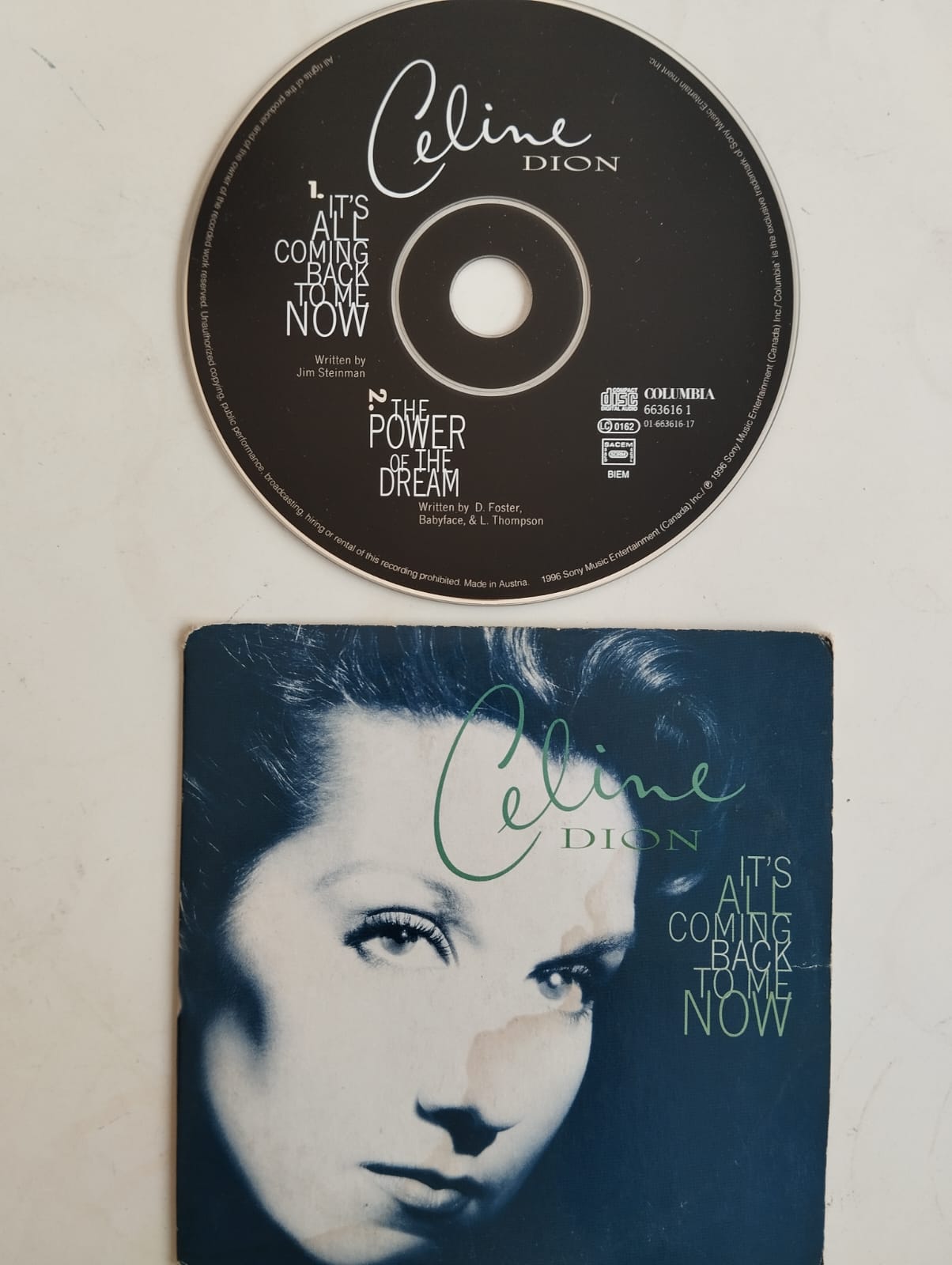 Céline Dion – It’s All Coming Back To Me Now - 1996 Avrupa Basım 2. El CD, Single, Card Sleeve