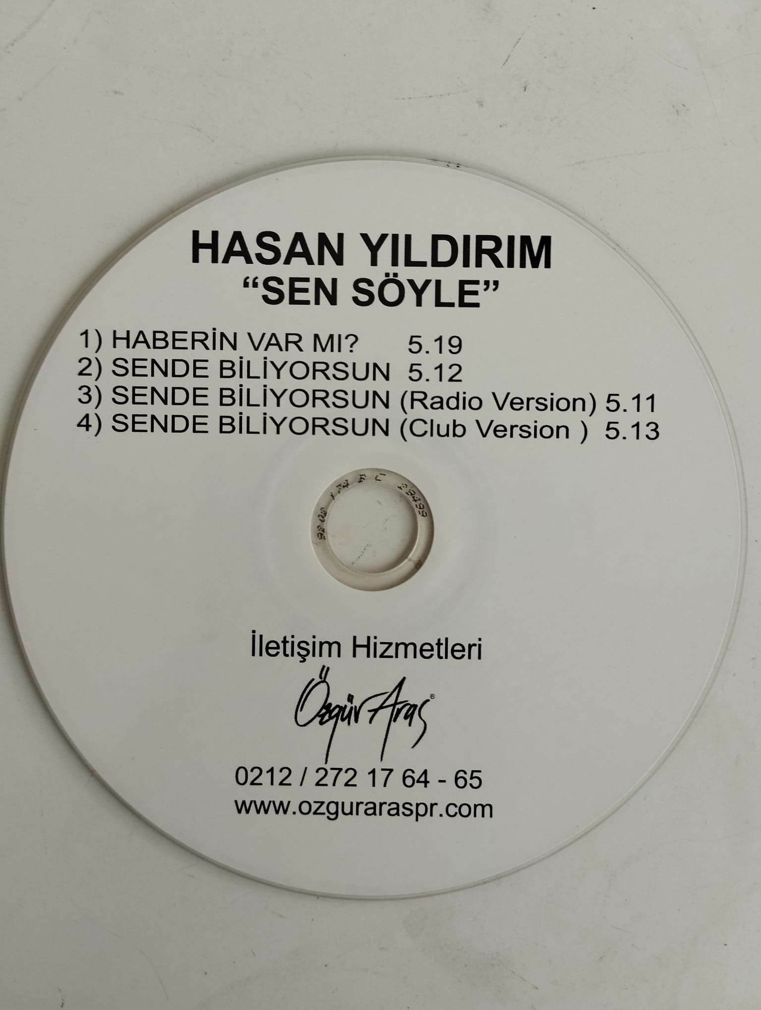 Hasan Yıldırım  - Sen Söyle -  Türkiye Basım - 2. El CD, Single, Promo