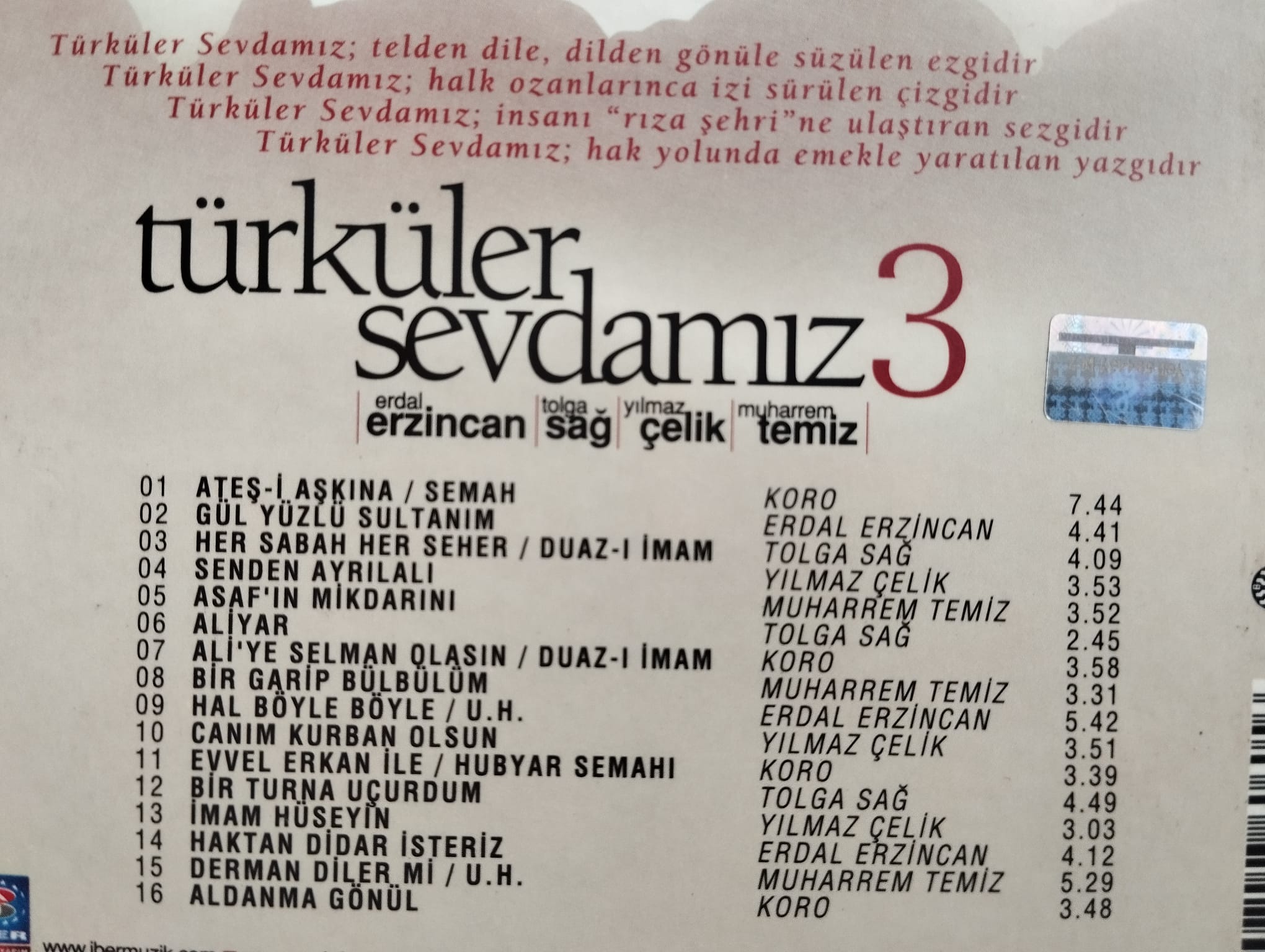 Türküler sevdamız 3  -  Türkiye Basım 2. El  CD Albüm