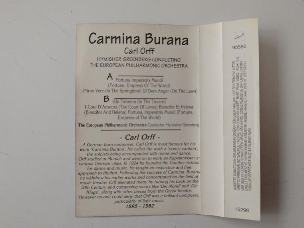 Carmina Burana &Carl Orff - 1995 Türkiye Basım Kaset