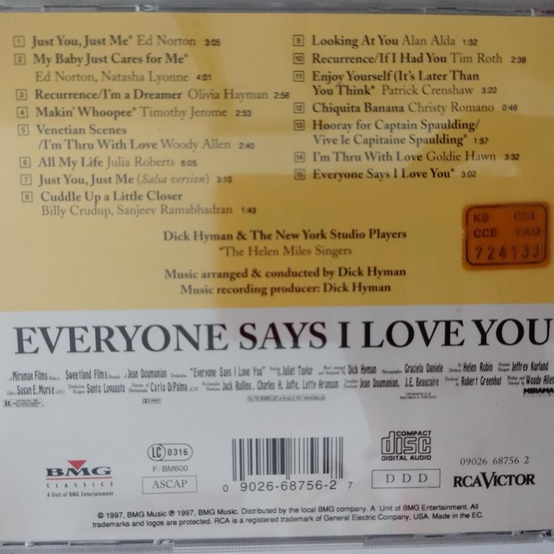 Everyone Says I Love You -  The Original Soundtrack Recording - 1997 Avrupa Basım 2. El   CD  Albüm