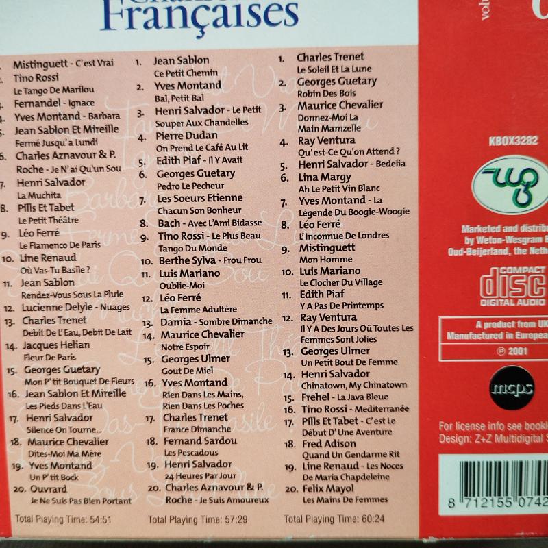 Chansons Françaises Volume 6   – 2001 Avrupa Basım  -  2. El  3XCD Box Albüm