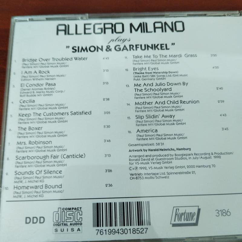 Allegro Milano / Simon & Garfunkel   - 2000 Almanya Basım - 2. El CD  Albüm