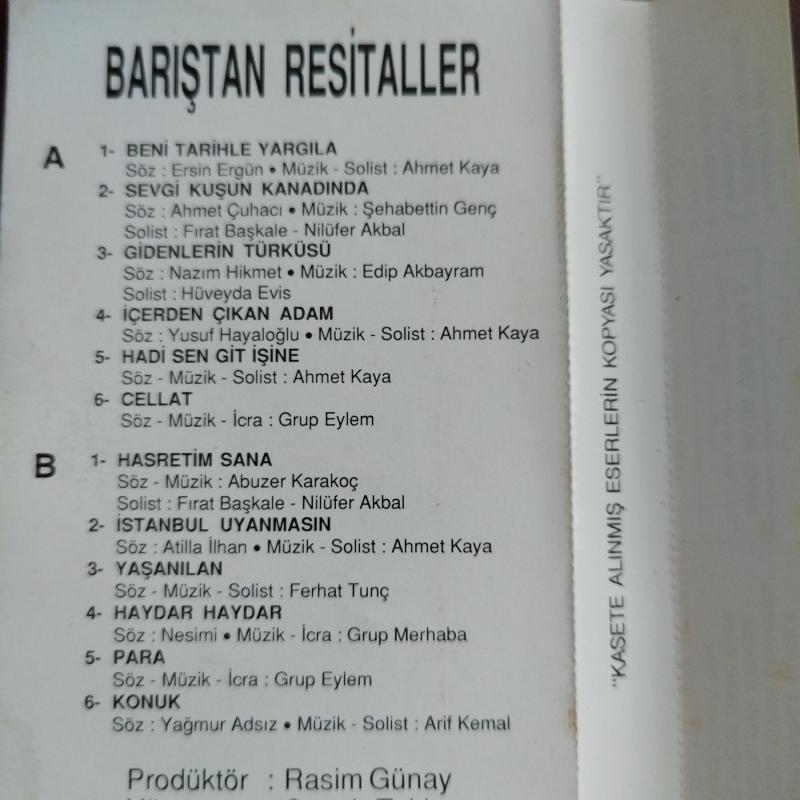 Barıştan Resitaller  / Ahmet Kaya-Grup Eylem -Grup Merhaba-Ferhat Tunç- 1990 Türkiye Basım 2. El Kaset