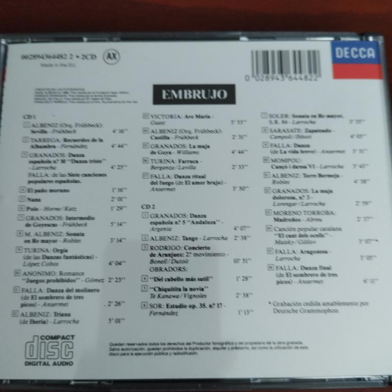 Albéniz, Falla, Granados, Turina, Tárrega, Rodrigo, Sarasate – 1992 Avrupa Basım - 2. El 2xCD Albüm