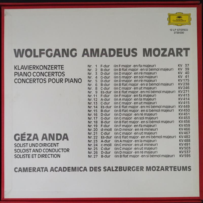 Mozart/ Géza Anda  Die Klavierkonzerte The Piano Concert 1971 Almanya Basım  12xLP Box Set 2. el