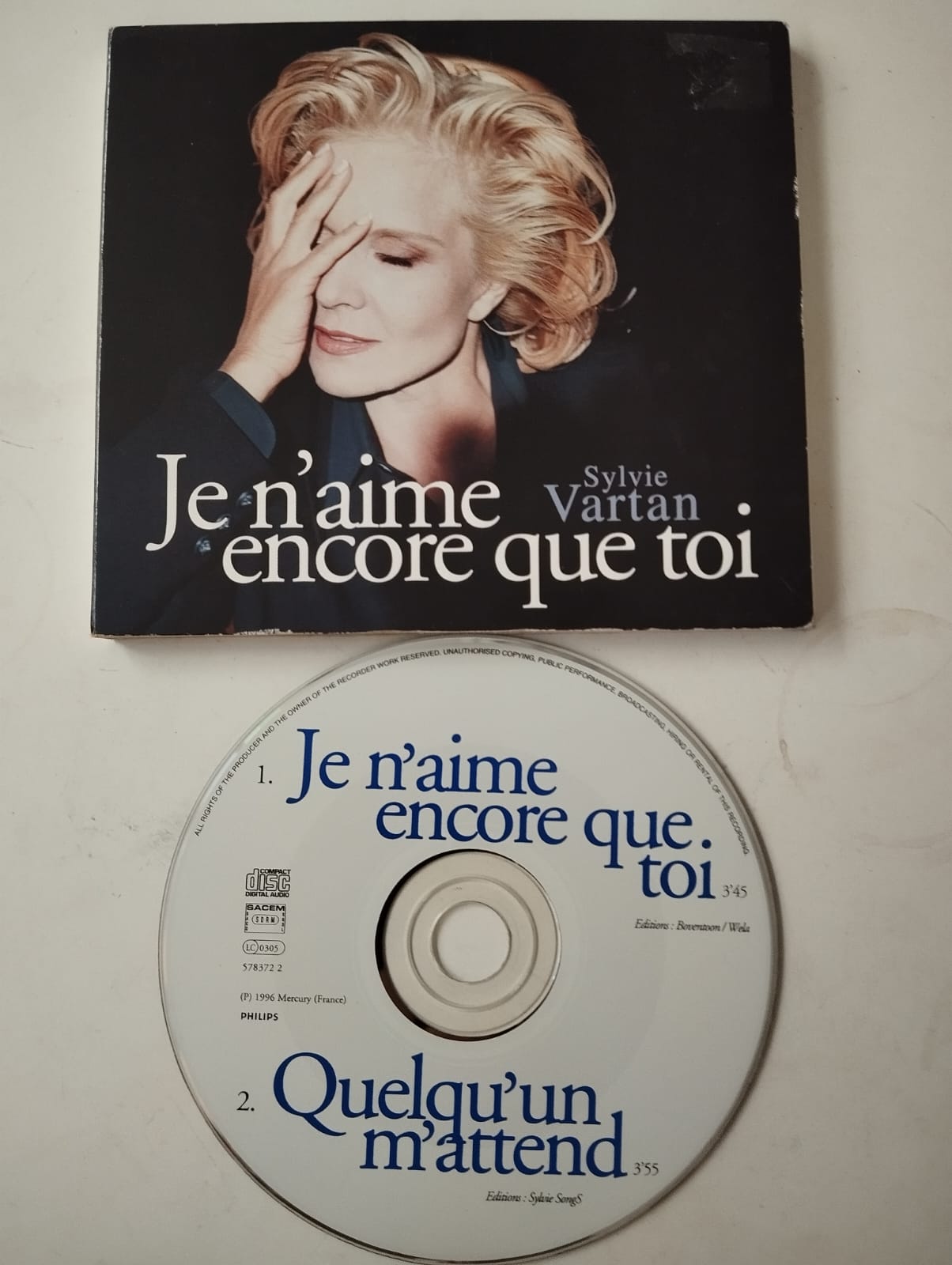 Sylvie Vartan – Je N’Aime Encore Que Toi - 1996  Fransa Basım CD - Single- 2.El