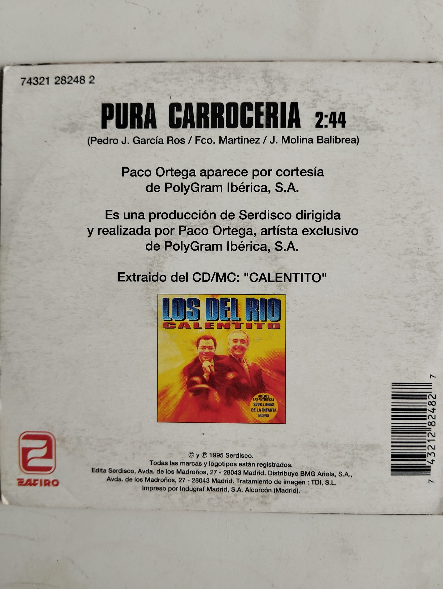 Los Del Rio - Pura Carroceria - 1995 İspanya Basım  2. El  CD,Single,Promo