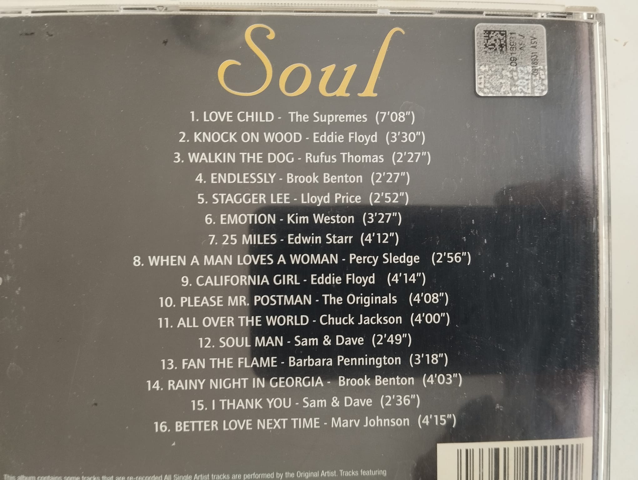 Soul - 16 Memorable Hits  - 1997 İngiltere Basım - 2. El CD Albüm