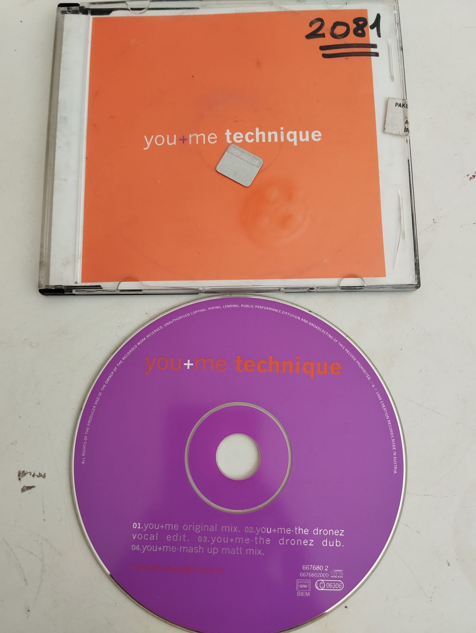 Technique – You+Me - 1999  Avrupa Basım 2. El   CD, Maxi-Single