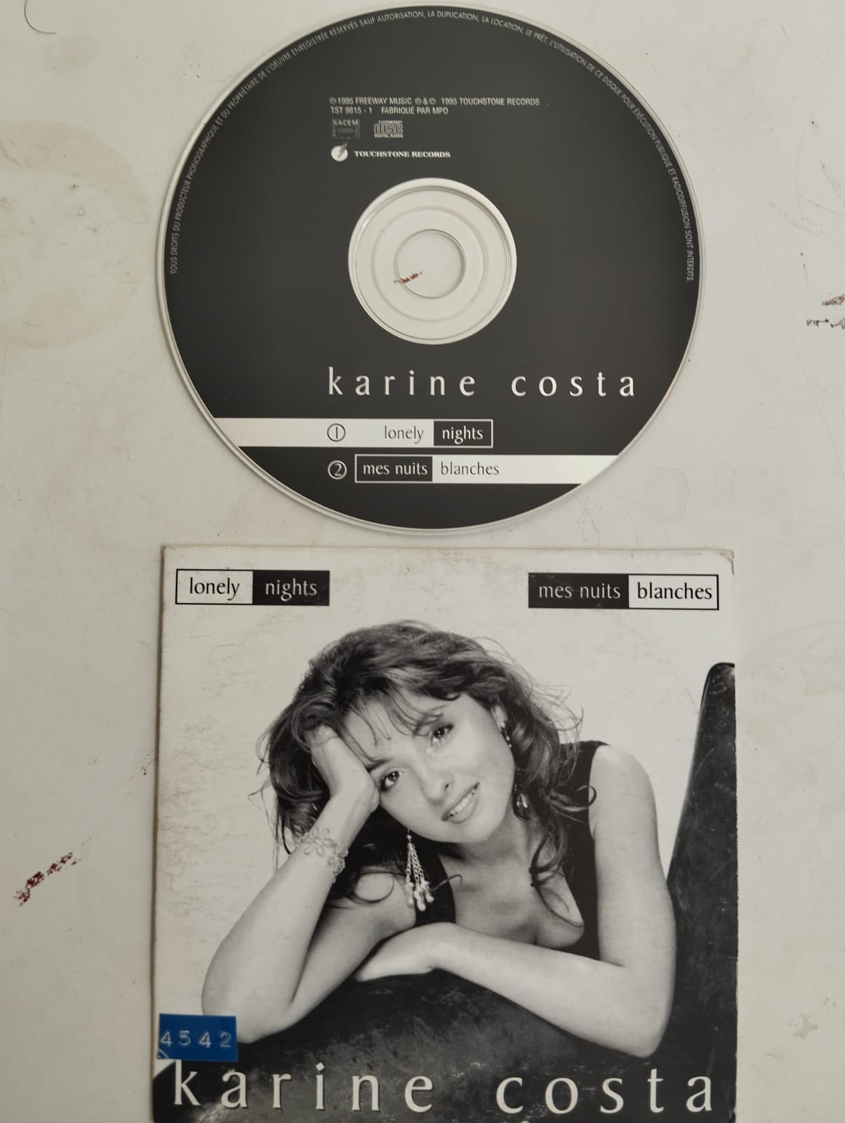 Karine Costa ‎– Lonely Nights / Mes Nuits Blanches -  1995 Fransa Basım 2. El  CD, Single