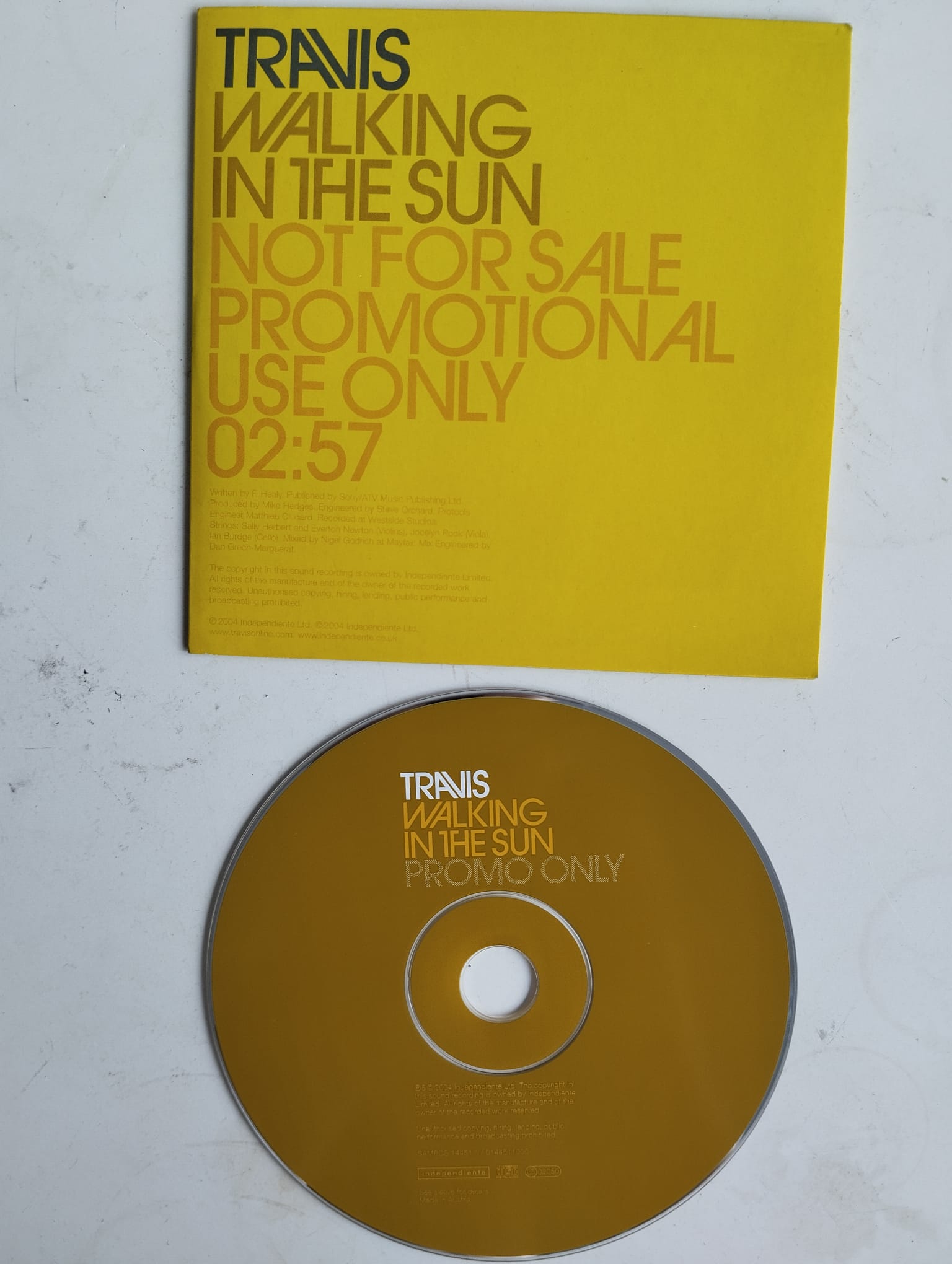 Travis – Walking In The Sun - 2004 Avrupa Basım  2. El CD, Single, Promo, Cardboard Sleeve