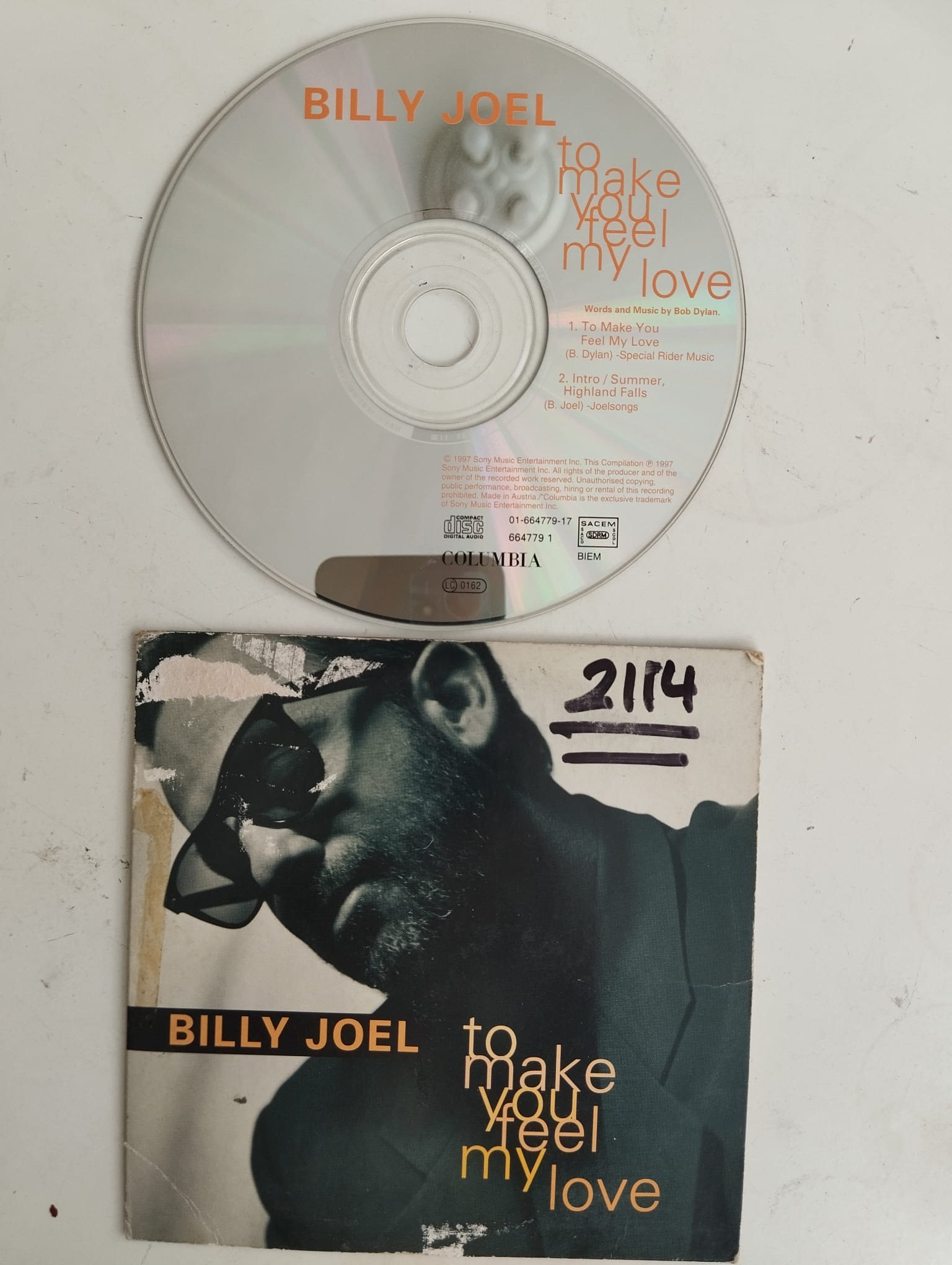 Billy Joel – To Make You Feel My Love - 1997 Avrupa Basım - 2. El CD, Single, Cardboard sleeve