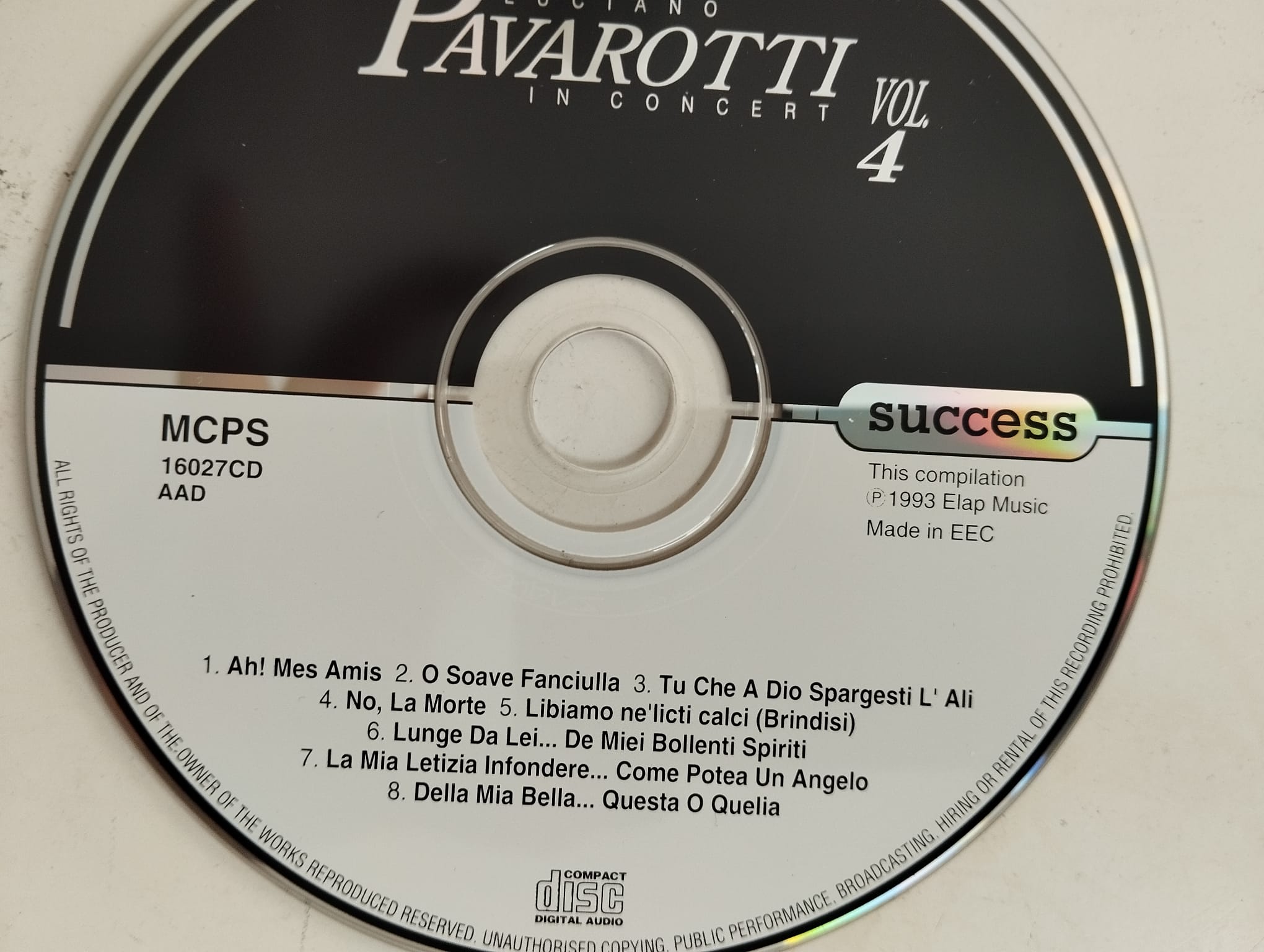 Luciano Pavarotti – In Concert Vol. 4 - 1993 Avrupa Basım - 2. El CD Albüm