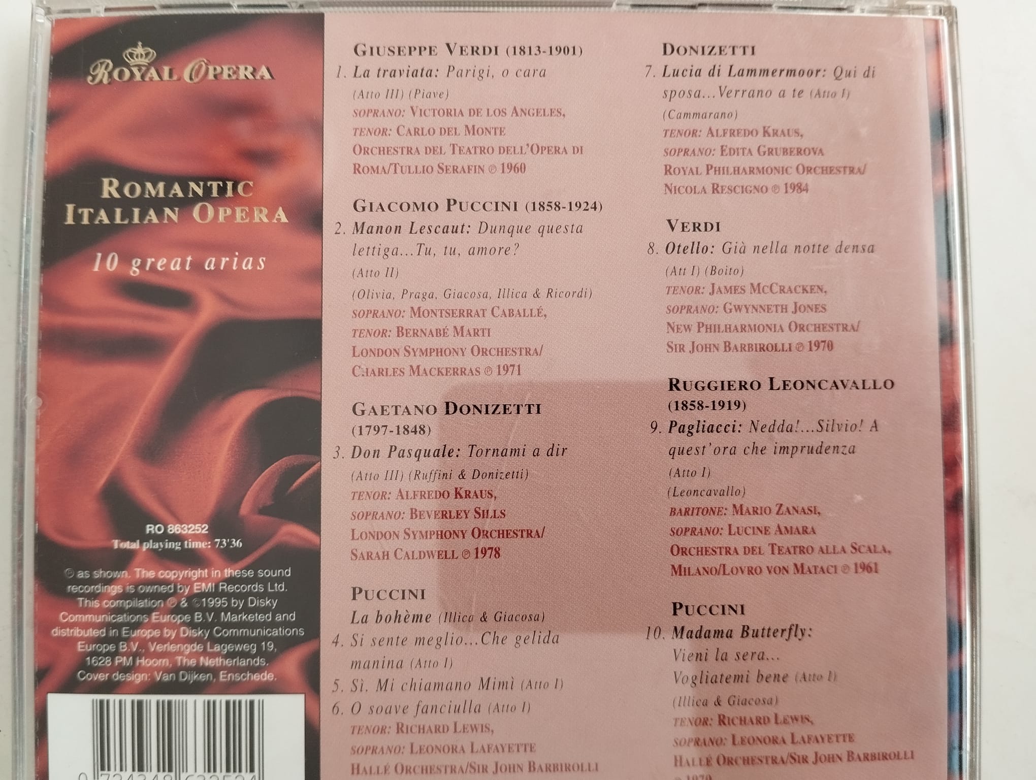 Romantic Italian Opera / La Boheme - Madama Butterfly - 1995 Hollanda Basım- 2.El CD Albüm