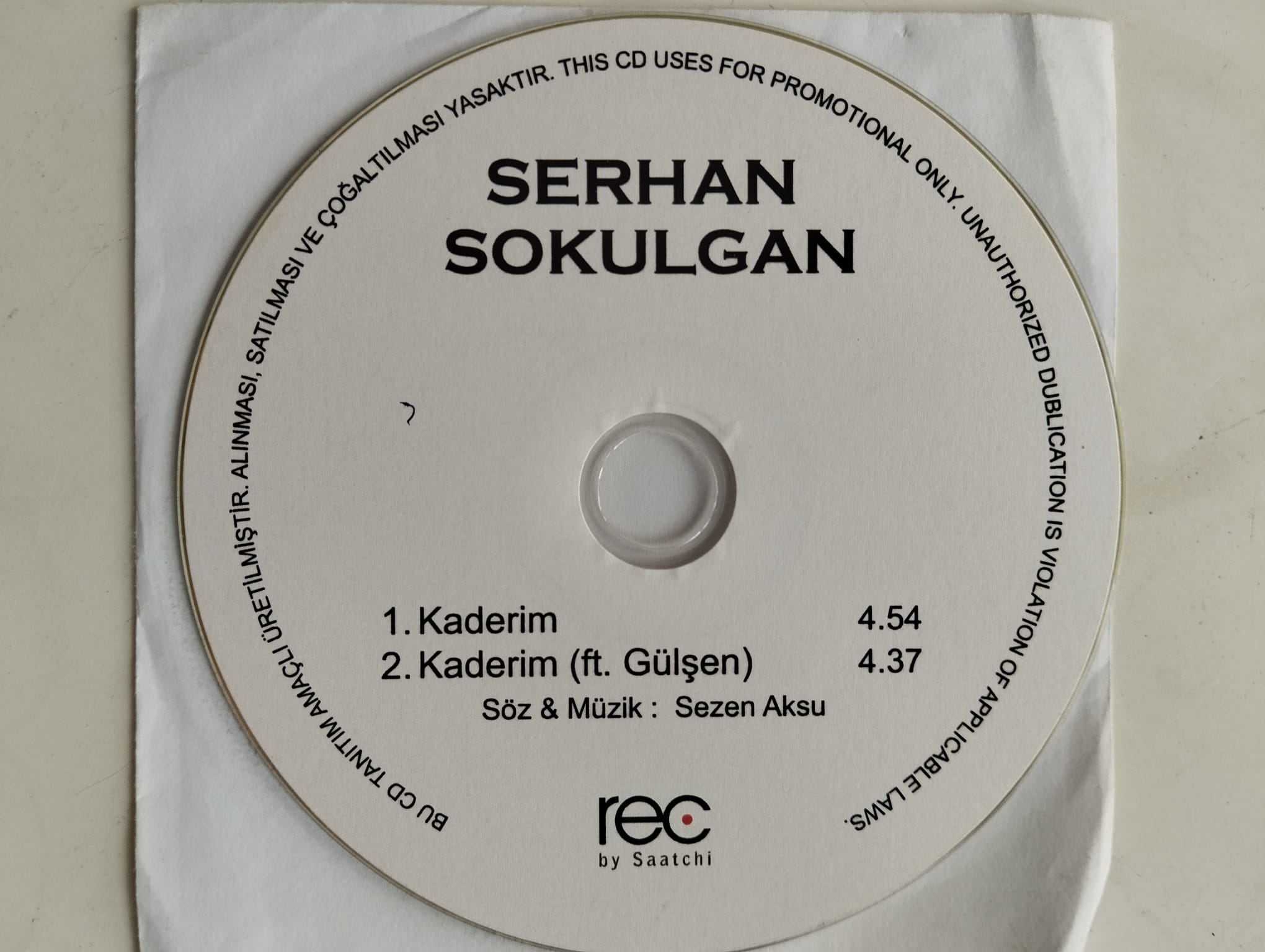 Serhan Sokulgan  / Kaderim - Türkiye Basım - 2. El CD, Single , Promo