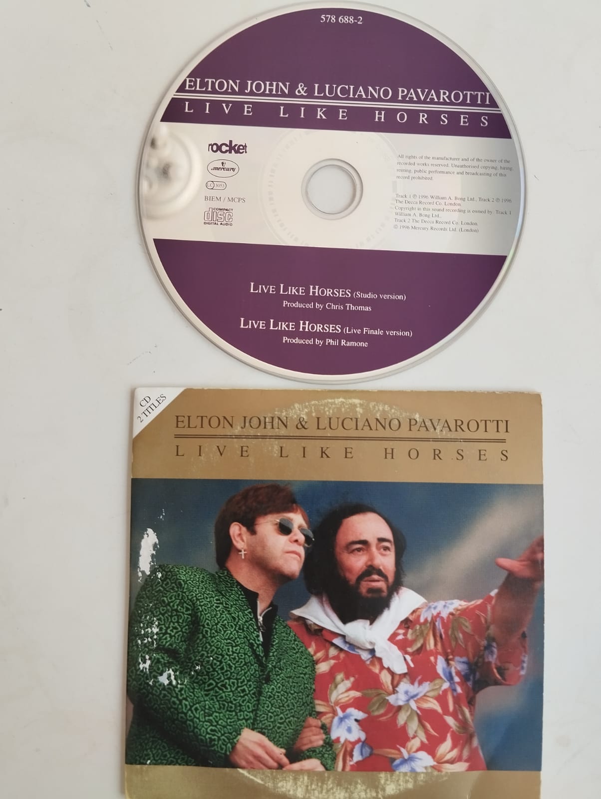 Elton John & Luciano Pavarotti – Live Like Horses - 1996  Avrupa Basım 2. El CD, Single