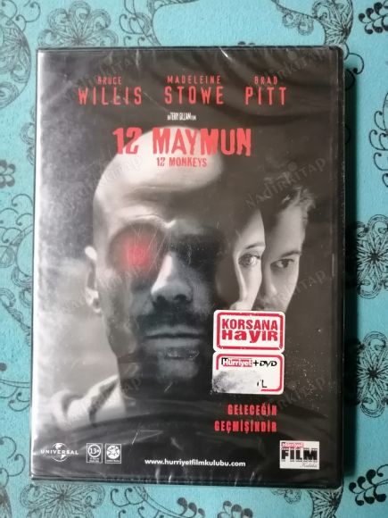 12 MAYMUN (12 MONKEYS) - BRUCE WILLIS / BRAD PITT  BİR TERRY GILLIAM  FİLMİ DVD FİLM-125 DAKİKA - AÇILMAMIŞ AMBALAJINDA