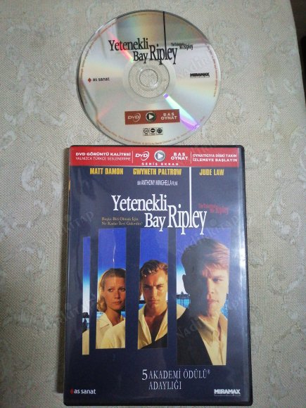 YETENEKLİ BAY RIPLEY - MATT DAMON / GWYNETH PALTROW / JUDE LAW   - (BAS/OYNAT)- SADECE TÜRKÇE DUBLAJLI DVD FİLM  TÜRKİYE BASIM  - 133 DAKİKA