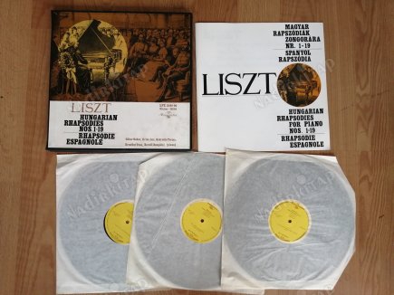 LISZT- HUNGARIAN RHAPSODIES NOS 1-19/ RHAPSODIE ESPAGNOLE- MACARİSTAN DÖNEM BASIM 3xLP BOX SET PLAK