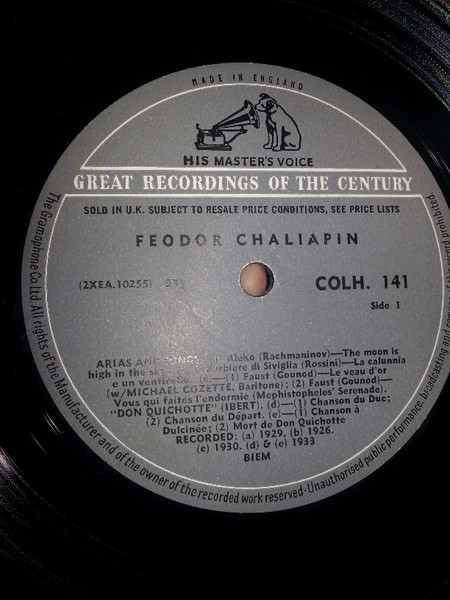 Feodor Chaliapin – Arias And Songs - 1964 İngiltere Basım 33 Lük LP Plak