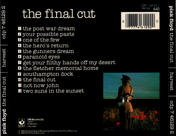 PINK FLOYD - Final Cut - 1983 EU (Avrupa )Basım  CD Albüm 2. el