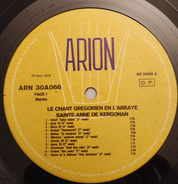 Le Chant Grégorien En L’Abbaye Sainte-Anne De Kergonan - 1969 Fransa Basım 33 Lük LP Albüm Plak