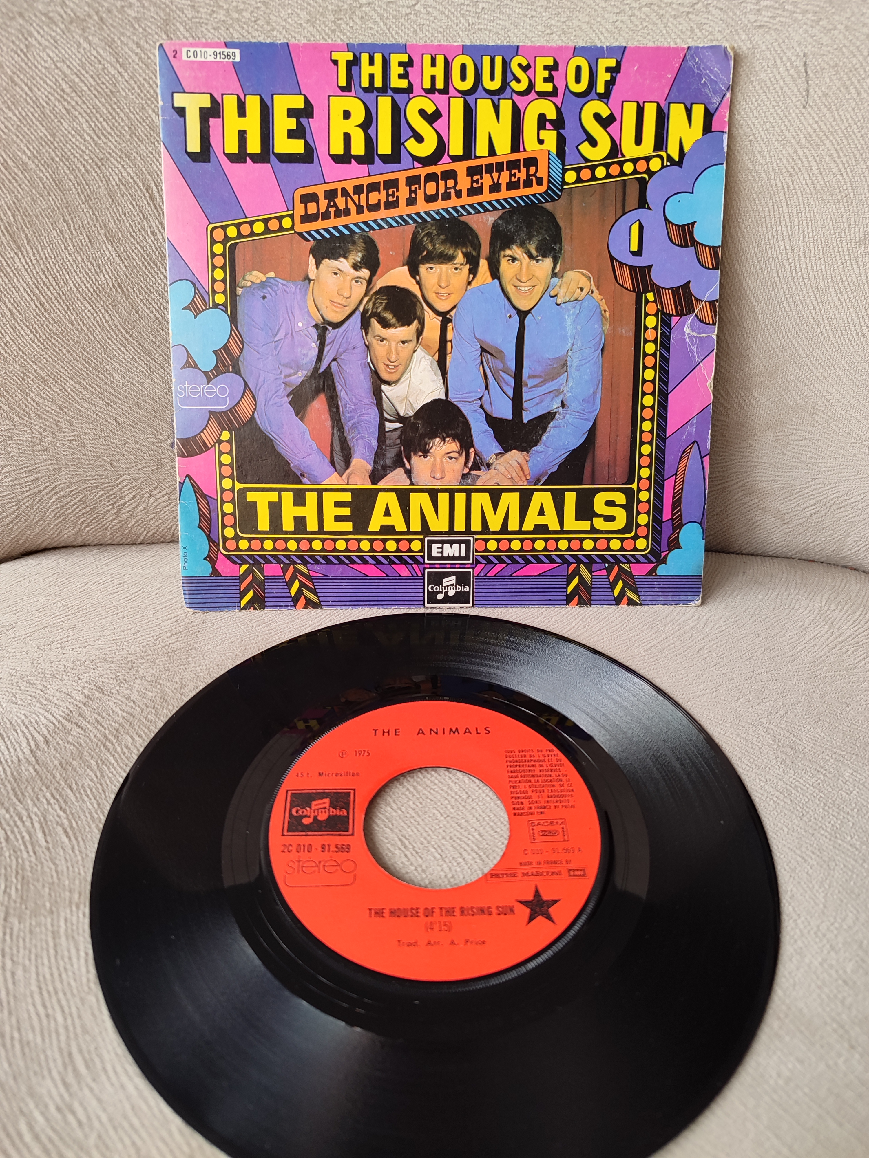 THE ANIMALS - The House of The Rising Sun  - Fransa 1975 Basım  45lik Plak 2. el