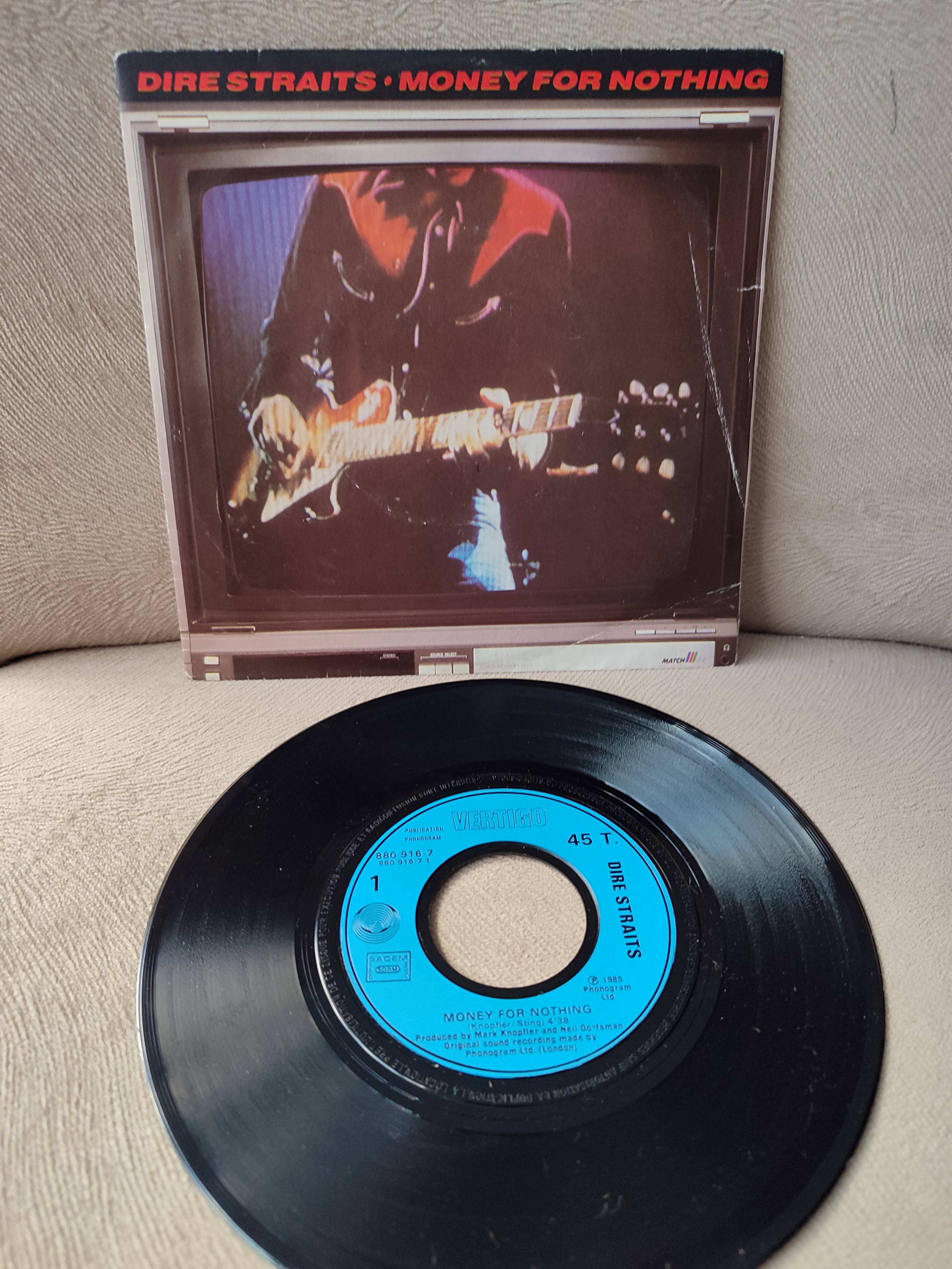 DIRE STRAITS - Money For Nothing - Fransa 1985 Basım 45lik Plak 2. el