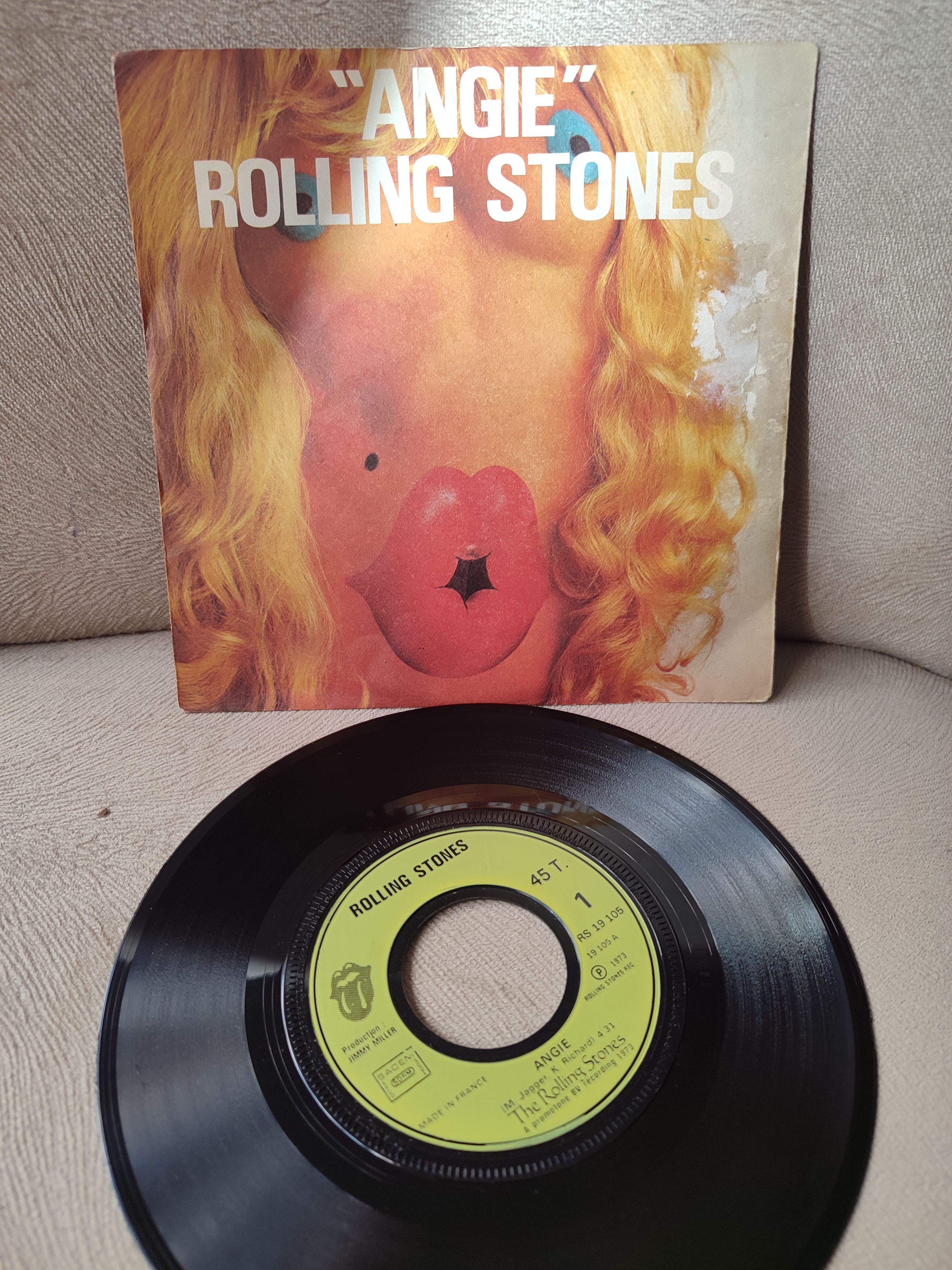 ROLLING STONES - ANGIE - 1973 FRANSA   BASIM 45 LİK PLAK