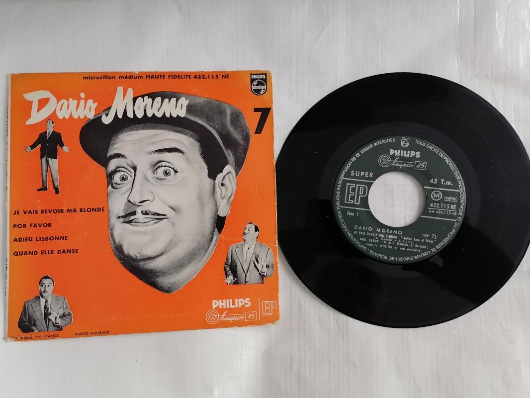 DARIO MORENO - JE VAIS REVOIR MA BLONDE  / POR FAVOR  -1956 FRANSA BASIM 4 PARÇALIK EP PLAK