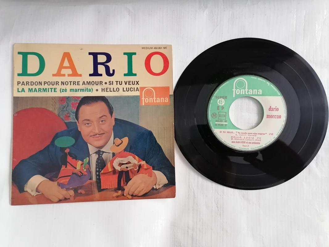 DARIO MORENO - PARDON POUR NOTRE AMOUR  / SI TU VEUX  -1962 FRANSA BASIM EP(4 PARÇA İÇERİR) PLAK