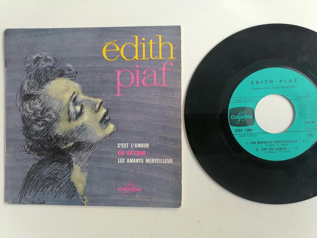 EDITH PIAF LES AMANTS MERVEILLEUX /CRI DU COEUR/C’EST L’AMOUR 1960 FRANSA BASIM 3 ŞARKILIK EP PLAK