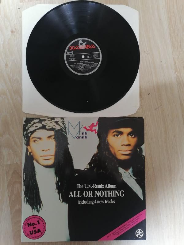 MILLI VANILLI - ALL OR NOTHING / THE U.S. REMIX ALBUM - 1989 ALMANYA BASIM LP ALBÜM - 33 LÜK PLAK