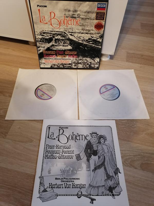 PUCCINI - LA BOHEME - KARAJAN  / PAVAROTTI / FRENI / GHIAUROV - 1980 ALMANYA BASIM 2xLP BOX SET 