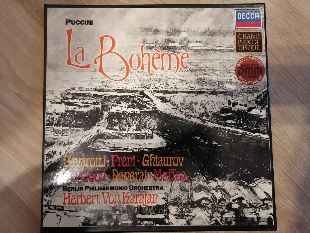 PUCCINI - LA BOHEME - KARAJAN  / PAVAROTTI / FRENI / GHIAUROV - 1980 ALMANYA BASIM 2xLP BOX SET 