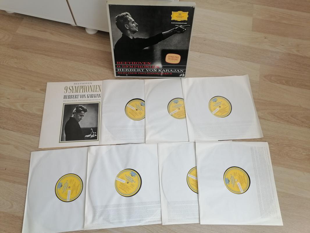 BEETHOVEN ‎– KARAJAN & BERLIN FILARMONI - 9 SYMPHONIEN - 1964 ALMANYA  BASKI 7XLP BOX SET 7 ADET PLAK