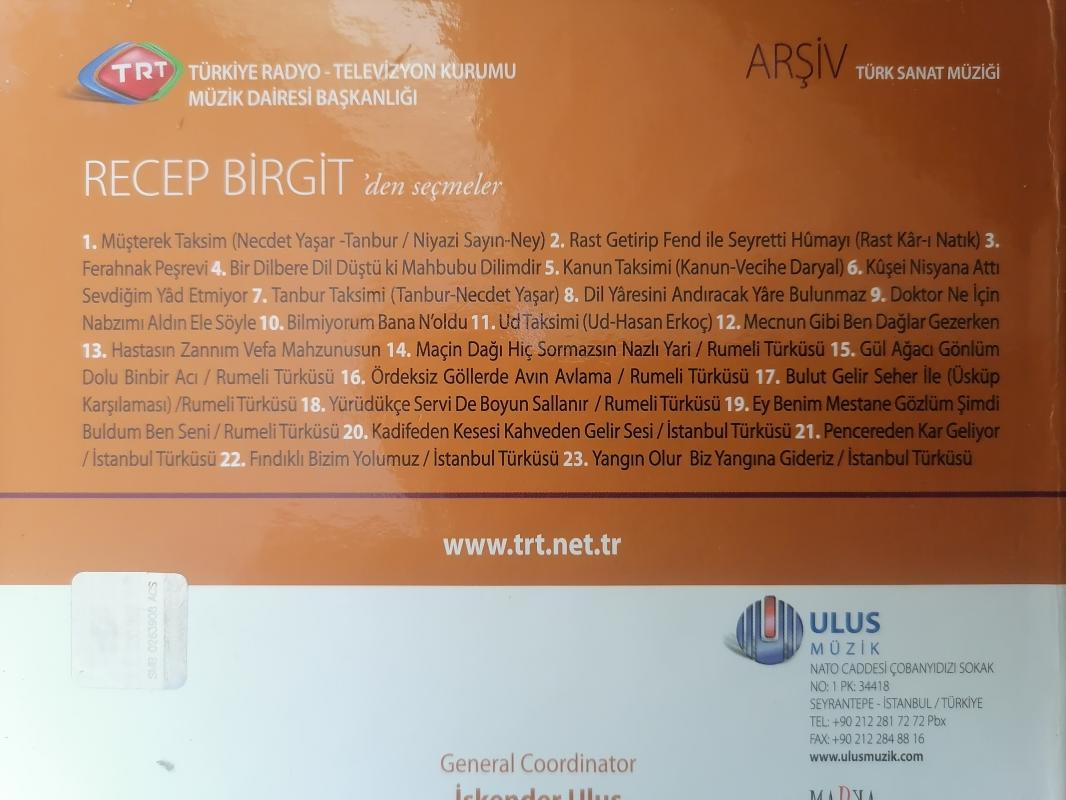 TRT Arşiv Serisi 22 - RECEP BİRGİT’den SEÇMELER - CD ALBÜM