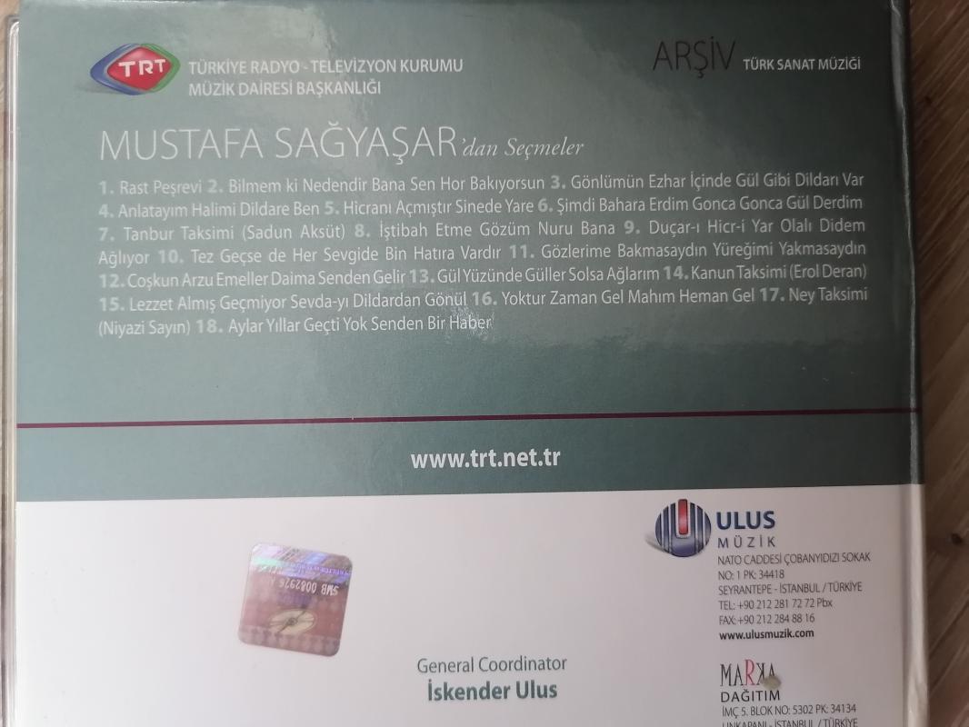 TRT Arşiv Serisi 86 - MUSTAFA SAĞYAŞAR’dan Seçmeler - CD ALBÜM