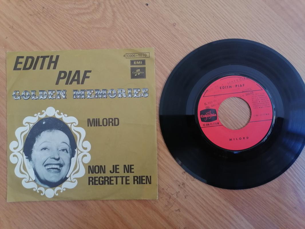 Edith Piaf – Milord / Non, Je Ne Regrette Rien - 197? Fransa Basım 45 lik Plak