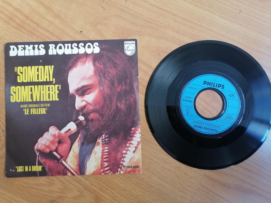 Demis Roussos - Someday Somewhere - 1973 Fransa Basım 45 lik Plak