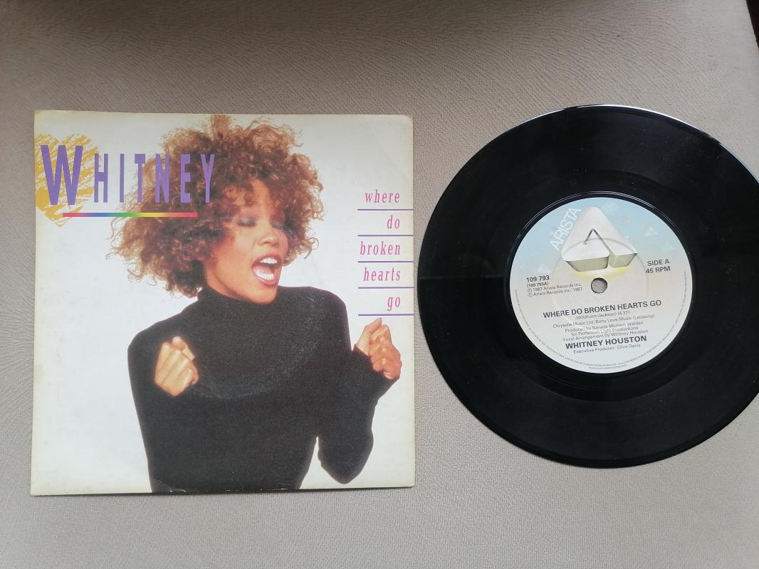 WHITNEY HOUSTON - WHERE DO BROKEN HEARTS GO - 1988 İNGİLTERE BASIM 45 LİK PLAK