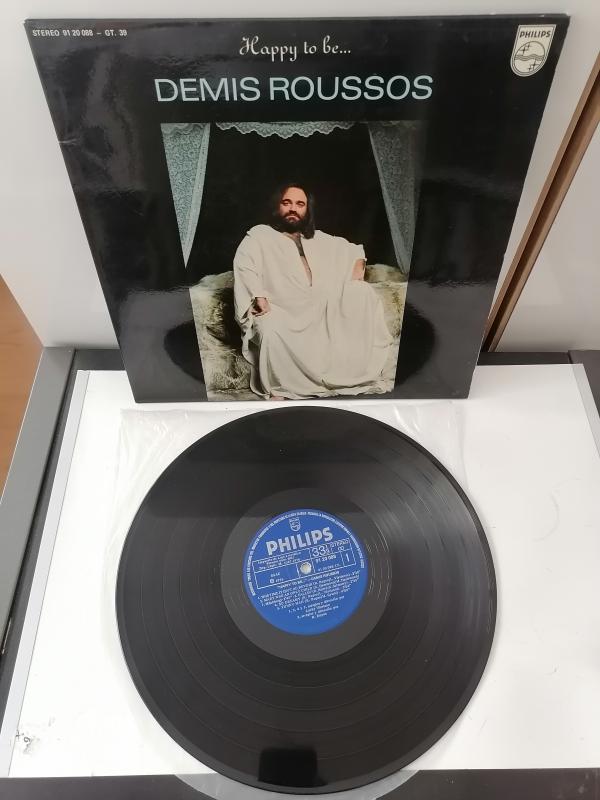 DEMIS ROUSSOS - HAPPY TO BE... - İSPANYA 1976  BASIM LP ALBÜM - 33 LÜK PLAK ( FAR AWAY BU ALBÜMDE )