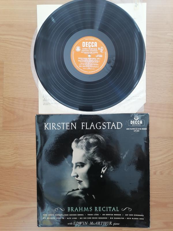 Kirsten Flagstad With Edwin McArthur – Brahms Recital - 1959 İngiltere Basım 33 Lük LP Plak 2. el