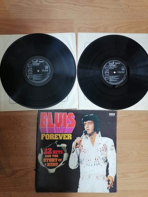 ELVIS PRESLEY ELVIS FOREVER 32 HITS and The Story Of A King 1974 Fransa Basım Double LP Albüm 2. el