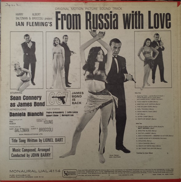 007 JAMES BOND / FROM RUSSIA WITH LOVE  - Soundtrack - John Barry - 1963 USA Basım - 33 lük LP Plak