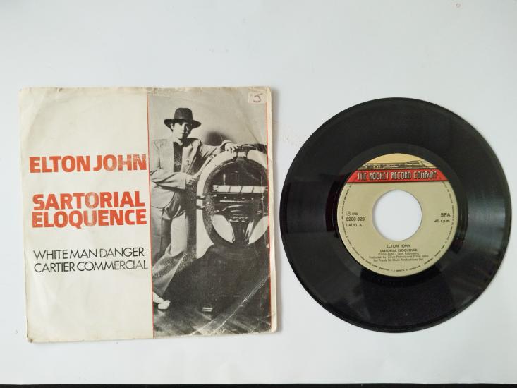 Elton John – Sartorial Eloquence-White Man Danger-Cartier Comercial -1980 İSPANYA BASIM 45 LİK PLAK.