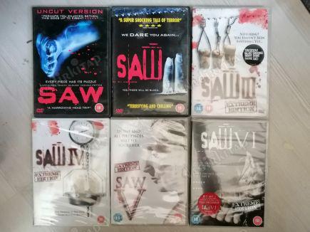 SAW 1-2-3-4-5-6  - 6 DVD FİLM - 100+89+110+91+88 DAKİKA  AVRUPA BASIM TÜRKÇE DİL SEÇENEĞİ YOKTUR (+18)  *AÇILMAMIŞ AMBALAJINDA*